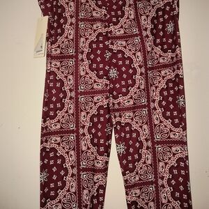 Paisley Print Pants in Burgundy and White